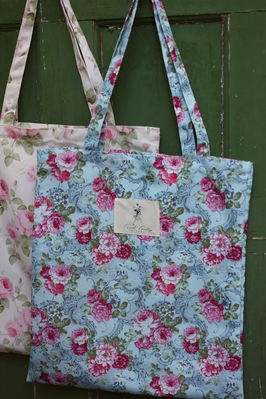 Exclusive Vintage Floral Tote - Vintage Blues & Blooms