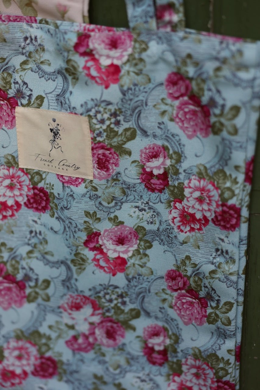 Exclusive Vintage Floral Tote - Vintage Blues & Blooms