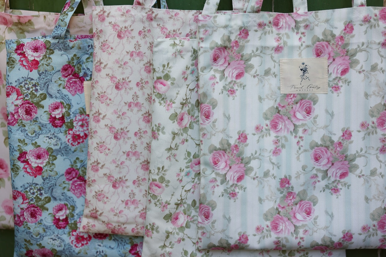 Exclusive Vintage Floral Tote -Vintage Cabbage Roses & Vines