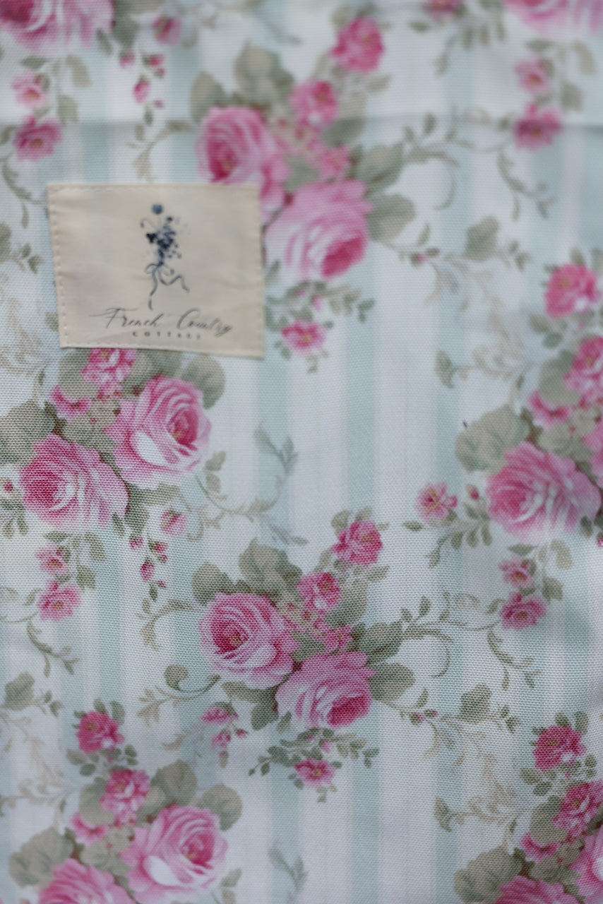 Exclusive Vintage Floral Tote - Roses & Ticking