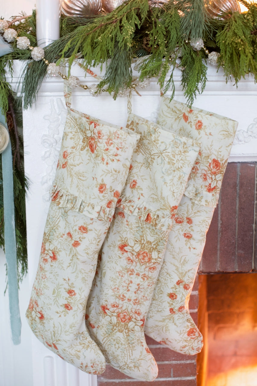 SALE! Vintage French Floral Christmas Stocking