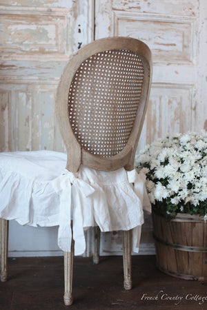 PRE- ORDER Ruffled French Linen Chair Slipcover- ANTIQUE WHITE